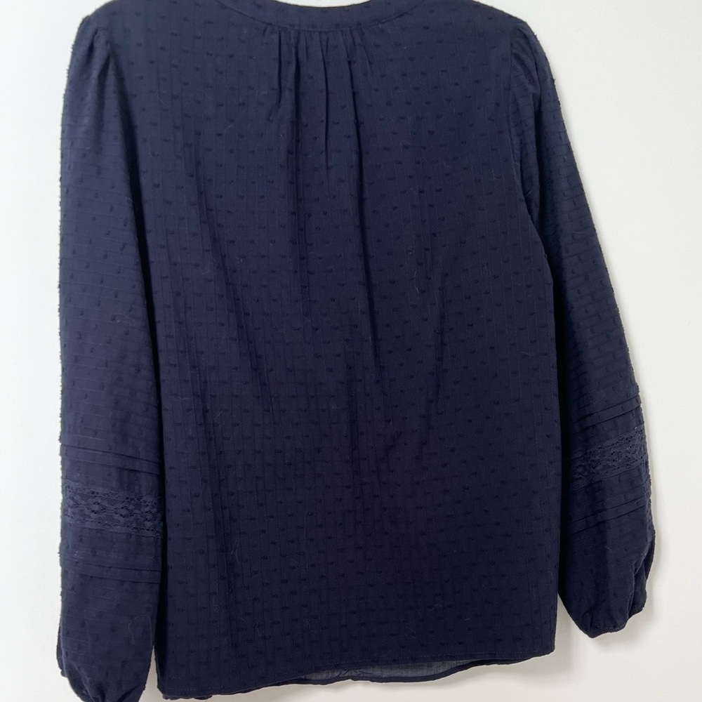 NWT Graylin Barstow Cotton Blouse Navy of Anthropologie - Picture 4 of 7